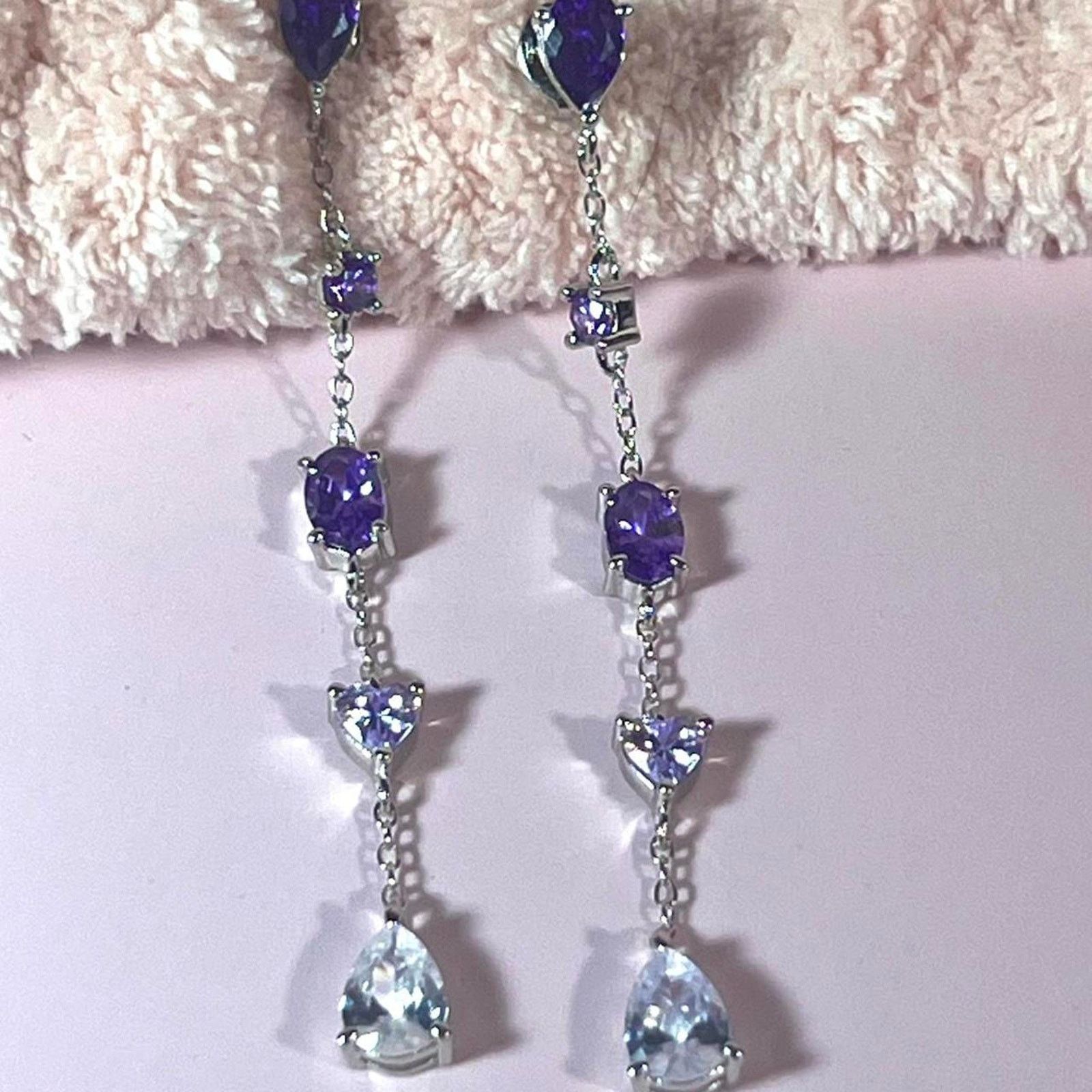 Jewelry Hespera Amethyst Dangling Earrings in Purple, Women's