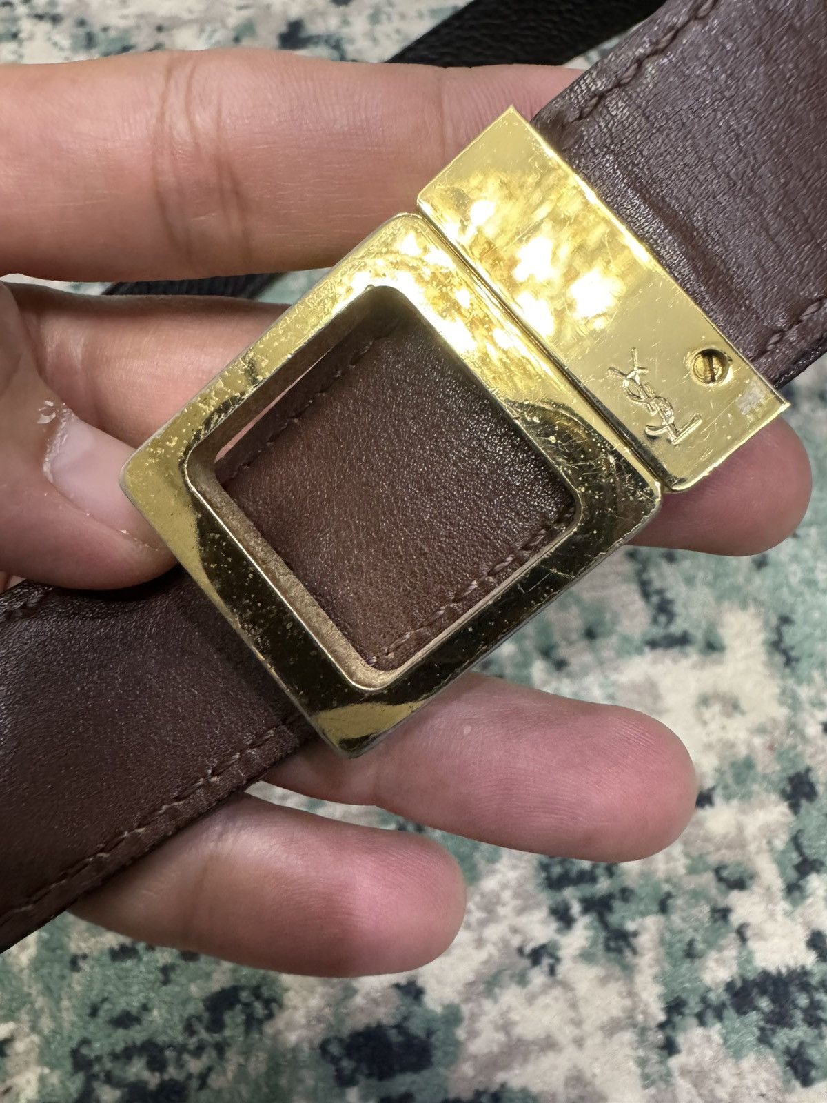 Yves Saint Laurent VINTAGE YSL DOUBLE SIDED LEATHER BELT SUITED 31”-33” Size 32 - 4 Thumbnail