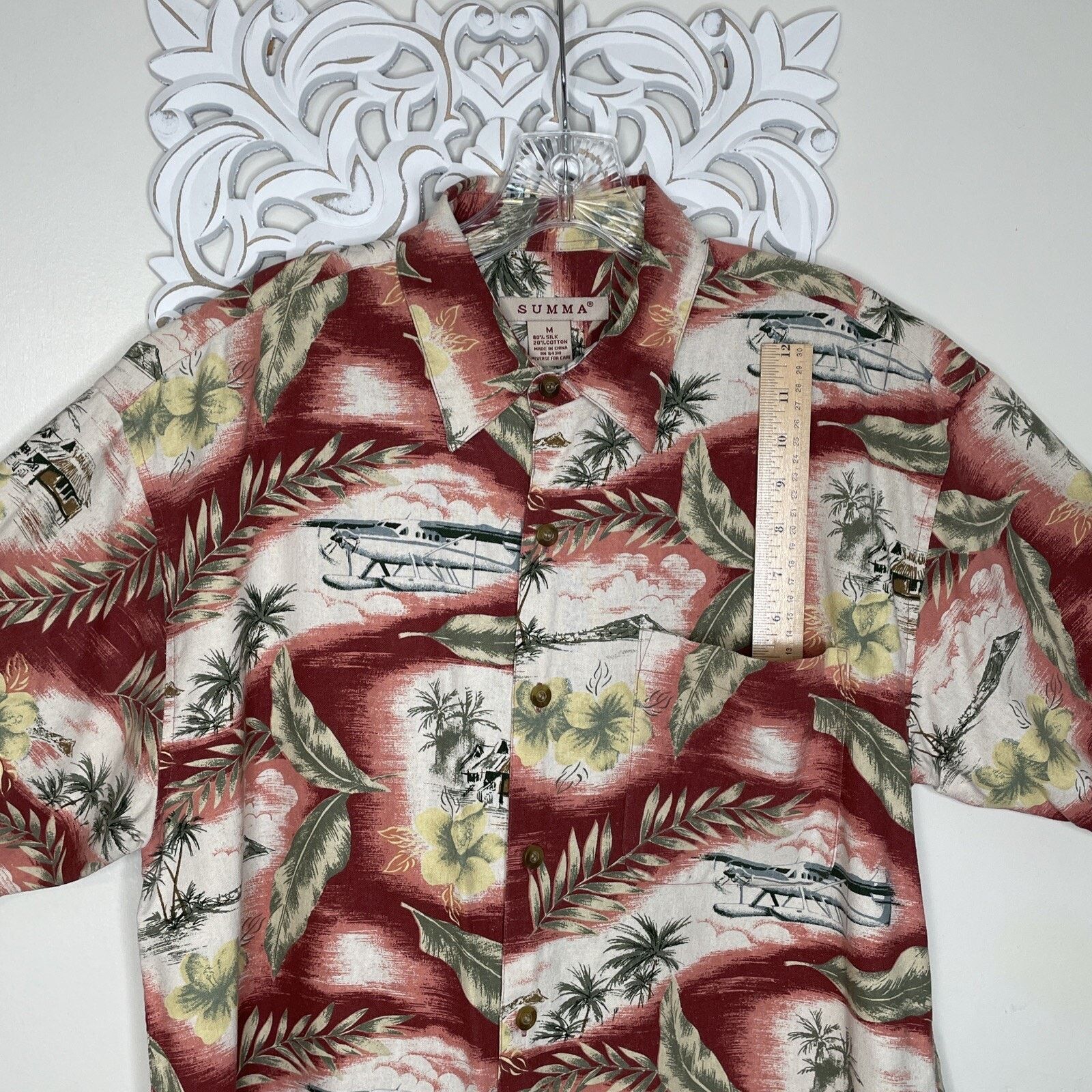 Other SUMMA Men's M Button Up Hawaiian Shirt Silk Cotton Blend Size US M / EU 48-50 / 2 - 6 Thumbnail