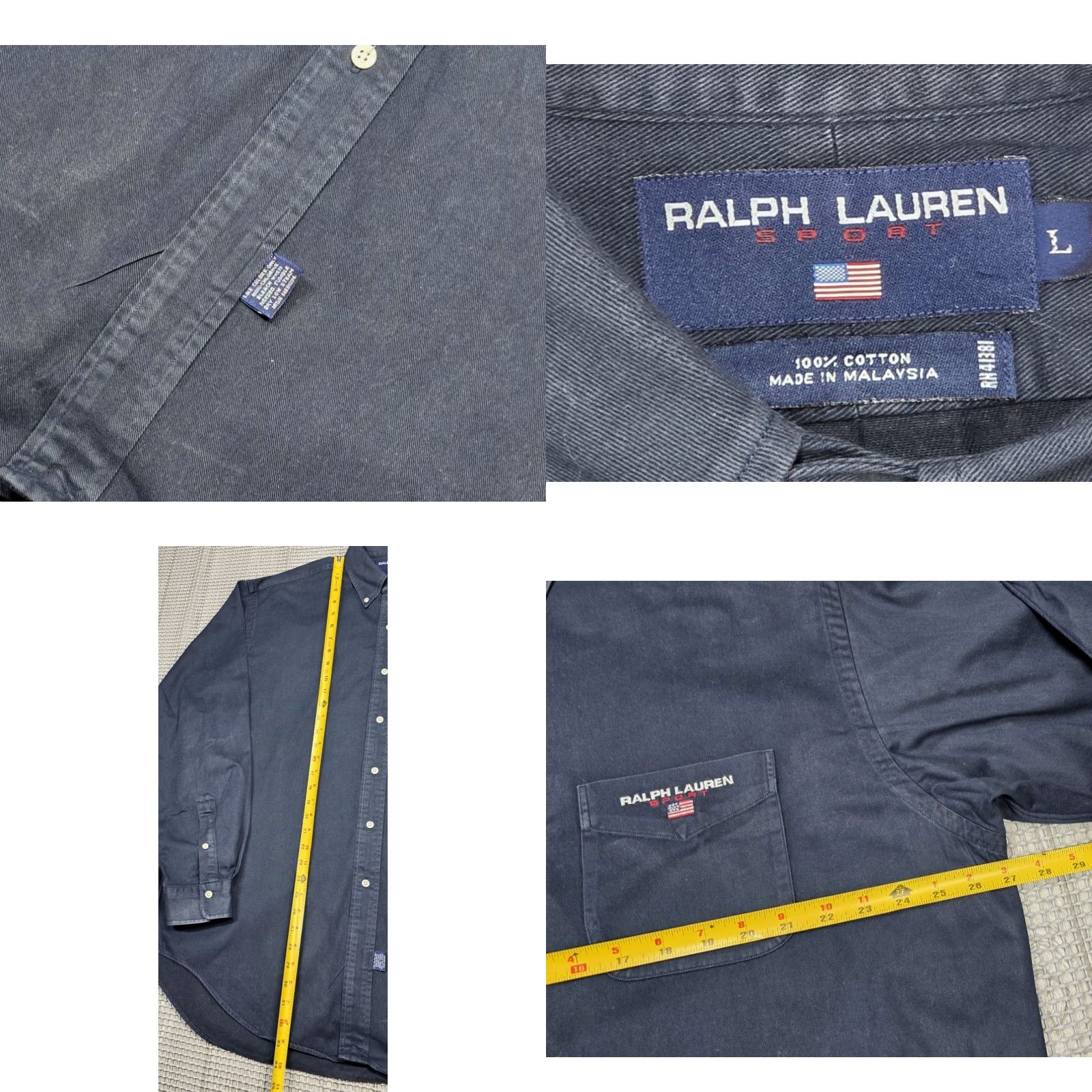 Polo Ralph Lauren VINTAGE Ralph Lauren Sport Button-Up Shirt 90s Blue Polo Twill Heavyweight Logo Embroidered 100% Cotton L Mens Size US L / EU 52-54 / 3 - 8 Thumbnail