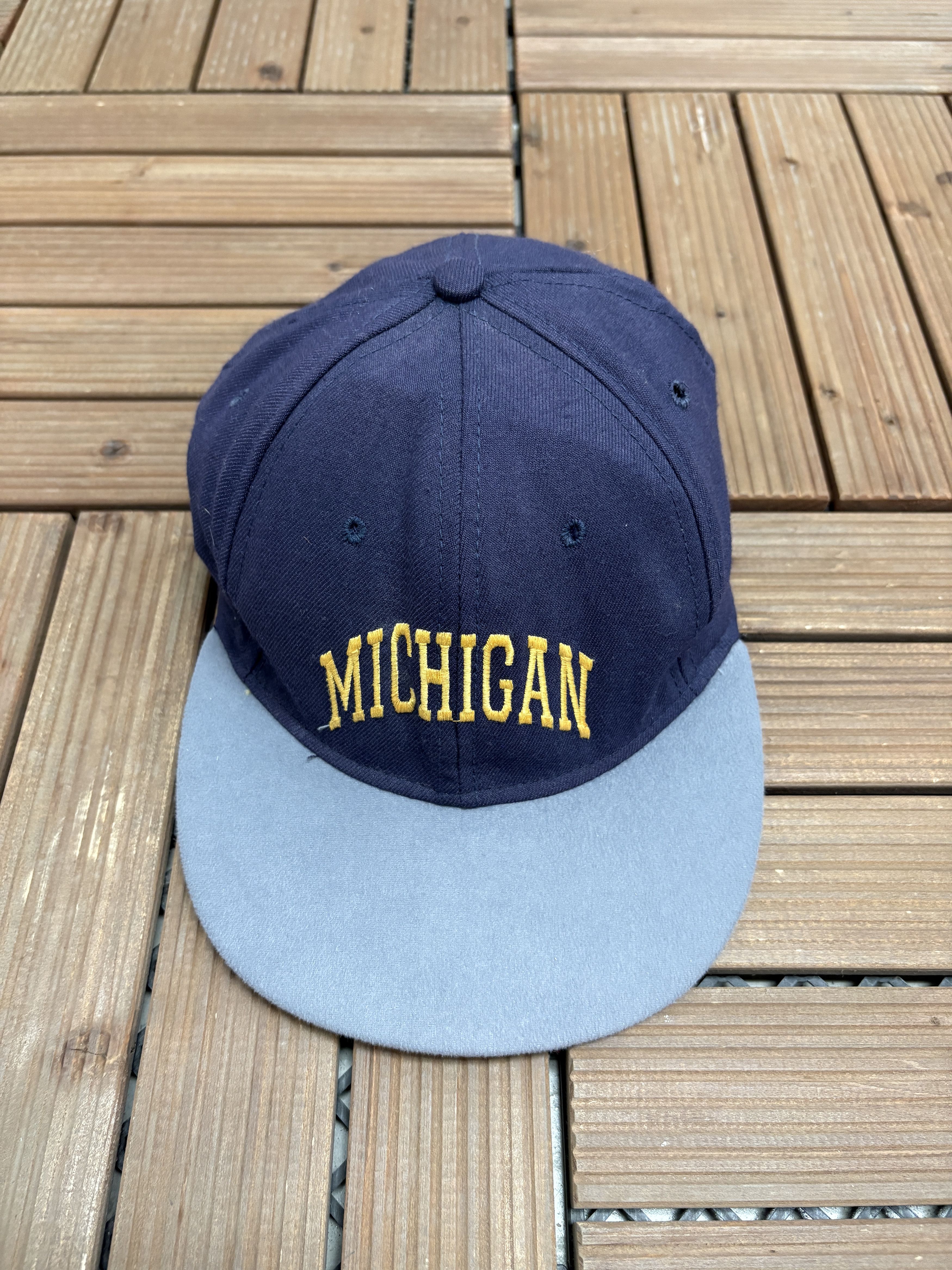 Vintage Michigan Wolverines Spell Out Vintage Blue Snap Back Hat Size ONE SIZE - 2 Thumbnail