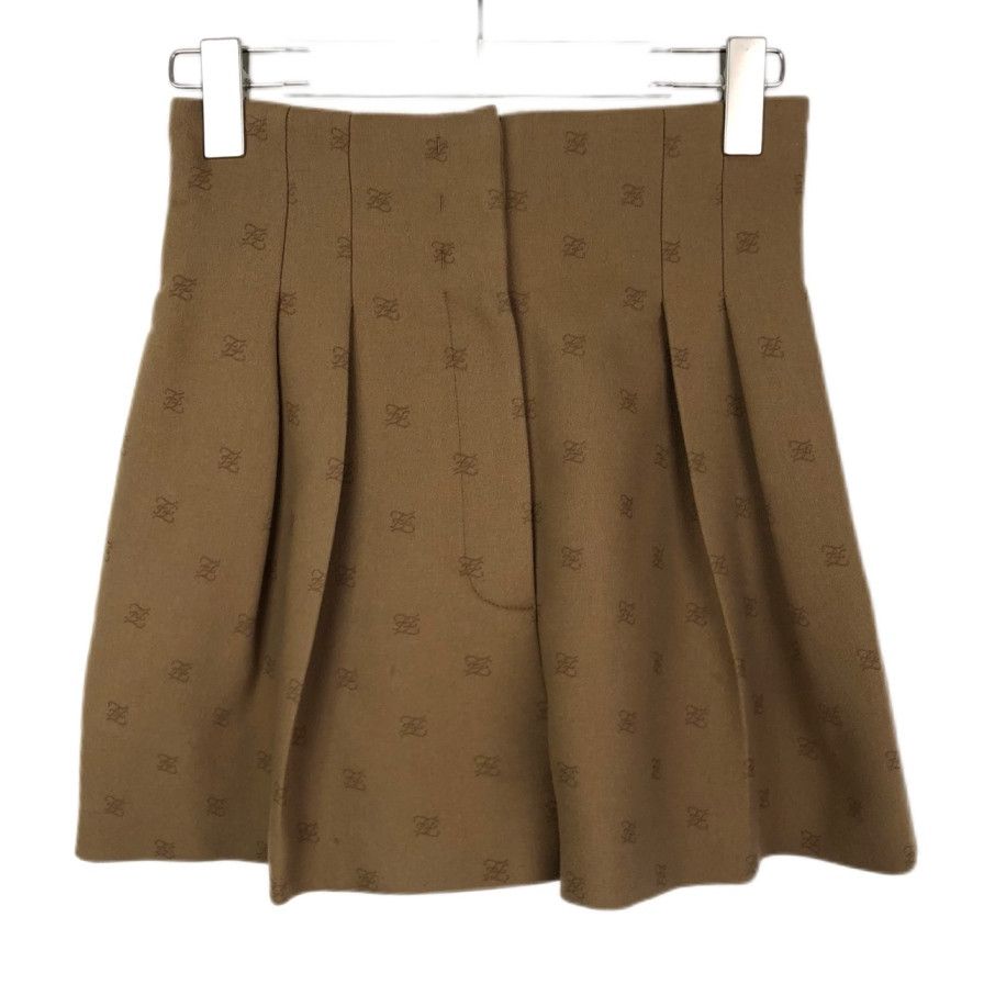 Fendi Fendi Letter Print Pleated Brown Culottes Size 26" / US 2 / IT 38 - 1 Thumbnail