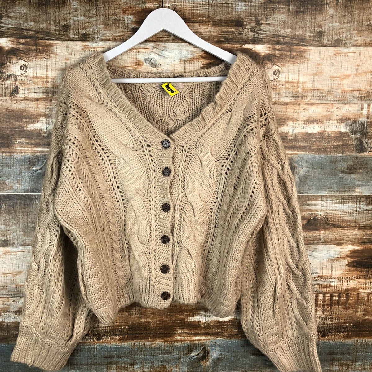 Aran Isles Knitwear × Japanese Brand Nice Claup Brown Cardigan aran isle cable Knitwear #A1725 Size M / US 6-8 / IT 42-44 - 3 Thumbnail
