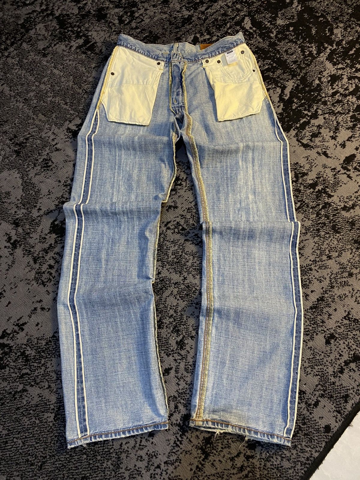 Edwin Vtg Edwin 505z Selvedge Sky Blue Faded Jeans 🔥 Size US 31 - 14 Thumbnail