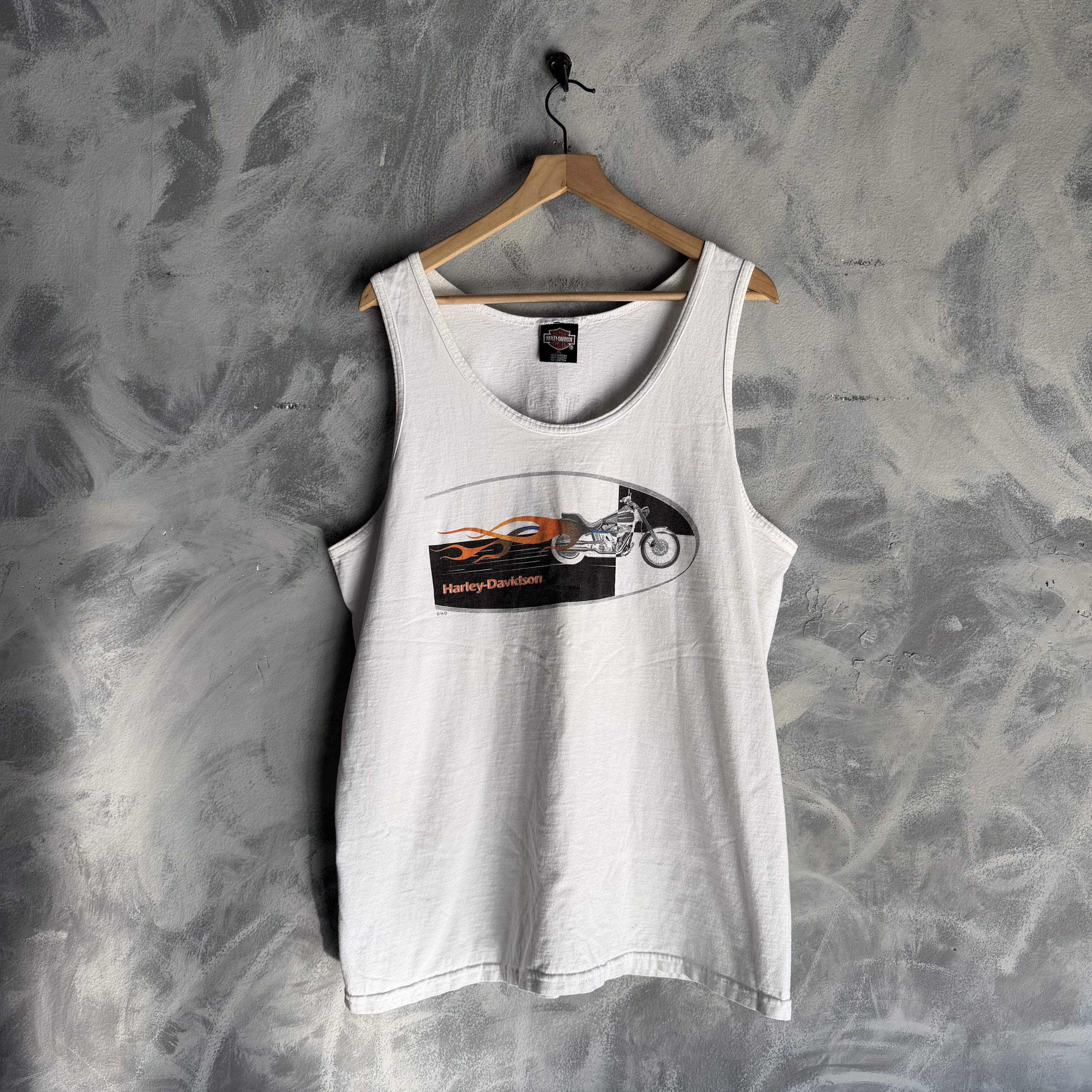 Harley Davidson Vintage Harley Davidson Tank Top Mens XL White Double Sided Size US XL / EU 56 / 4 - 2 Thumbnail