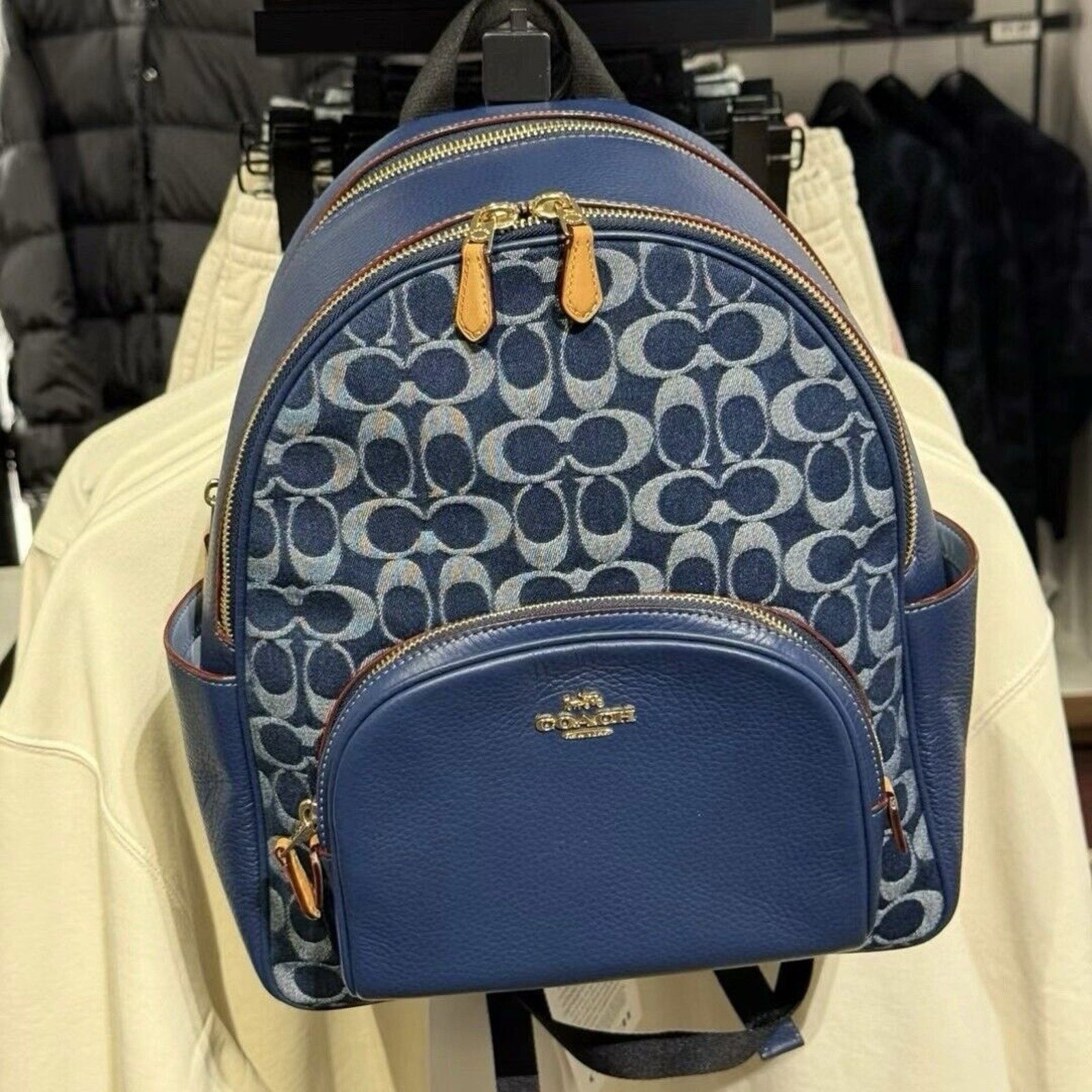 Coach NWT LIMITED Coach Denim Court Backpack Signature Canvas Size ONE SIZE - 1 Thumbnail