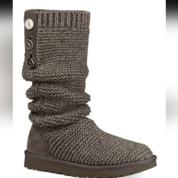 Ugg Ugg 7 Gray PURL CARDY Knit Winter Boots Fold Over Slouch Con Size US 7 / IT 37 - 15 Thumbnail