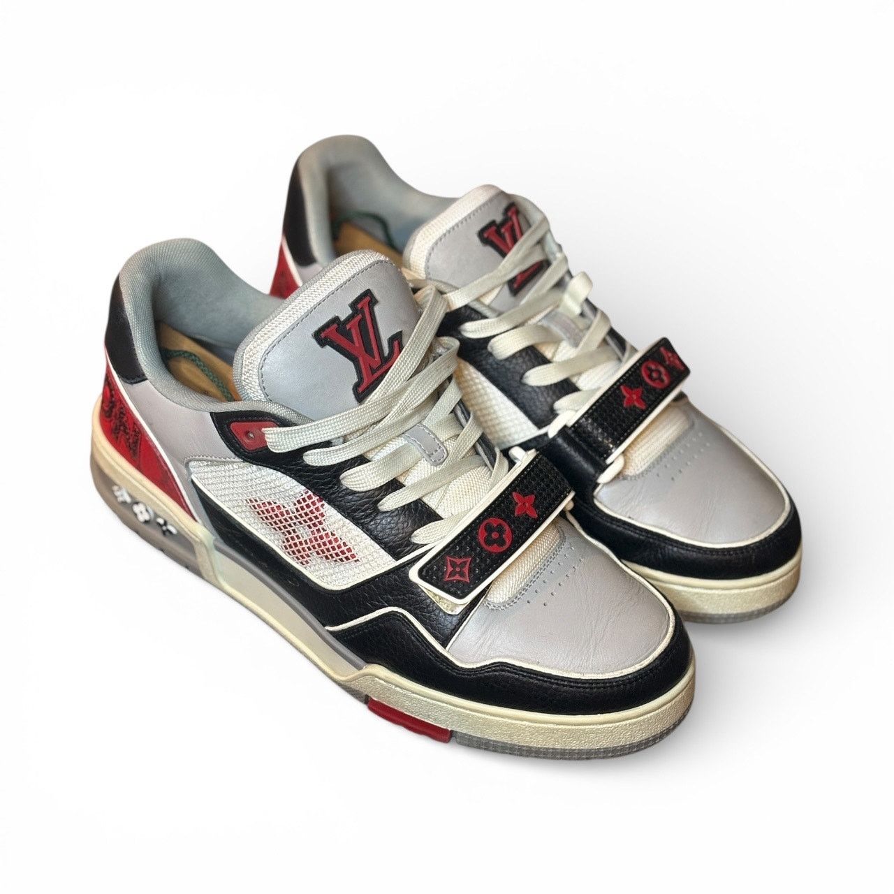 Louis Vuitton Louis Vuitton Trainer Strap Black Grey Red 1AC4ZU | Size 7LV Size US 8 / EU 41 - 5 Thumbnail