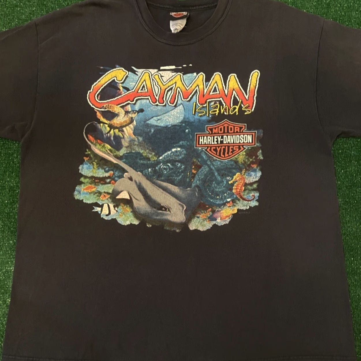 Harley Davidson VINTAGE Harley-Davidson Shirt XL Black 90s Y2K Nature Ocean Cayman Islands VTG 2002 Men Size US XL / EU 56 / 4 - 4 Thumbnail