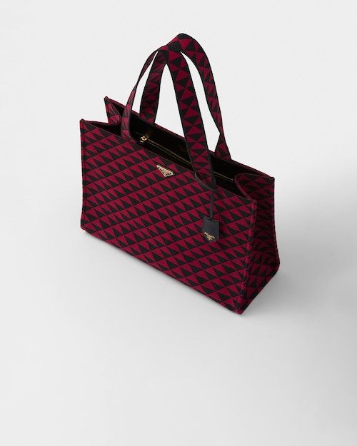Prada o1bcso1str1025 Size: OS / Jacquard Tote Bag Black/Cherry Size ONE SIZE - 6 Thumbnail