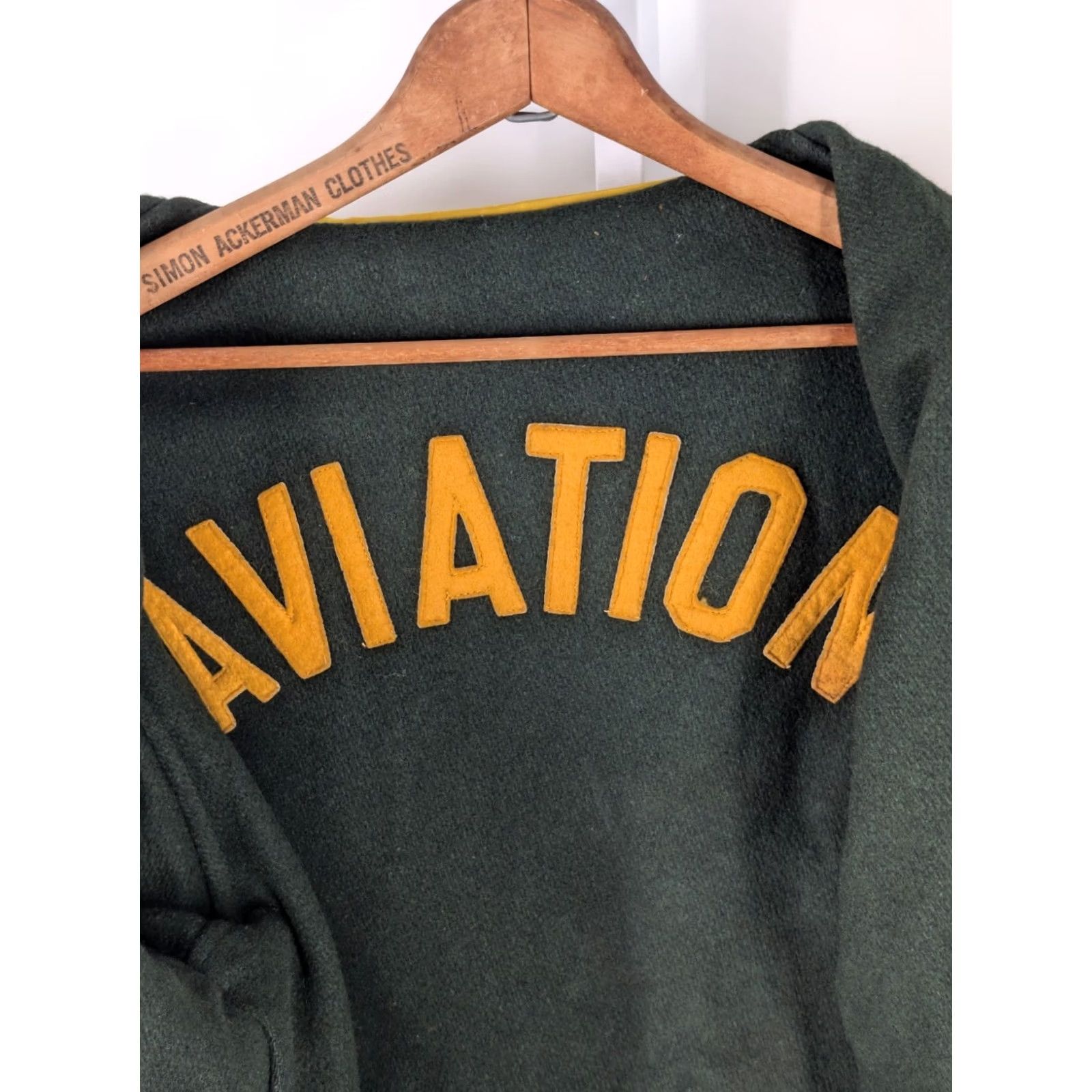 CO VINTAGE Hewitt Mfg Co AVIATION Reversible Letterman Varsity Jacket USA Wool Nylon 1950s 46" Chest Golden Yellow Green Mens Women? Size US S / EU 44-46 / 1 - 6 Thumbnail