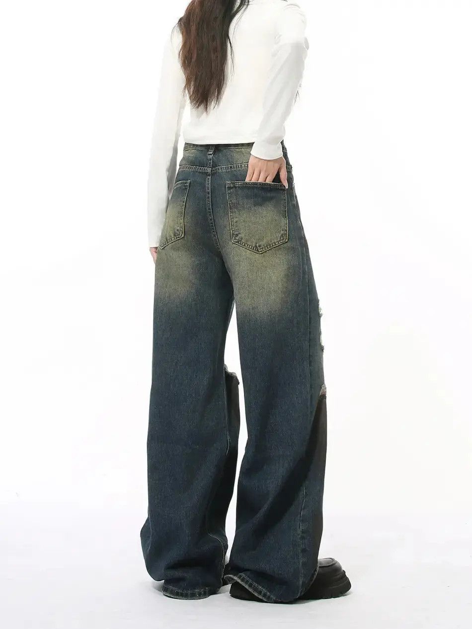 Japanese Brand Retro loose dirty dyed ripped jeans Size US 30 / EU 46 - 5 Thumbnail