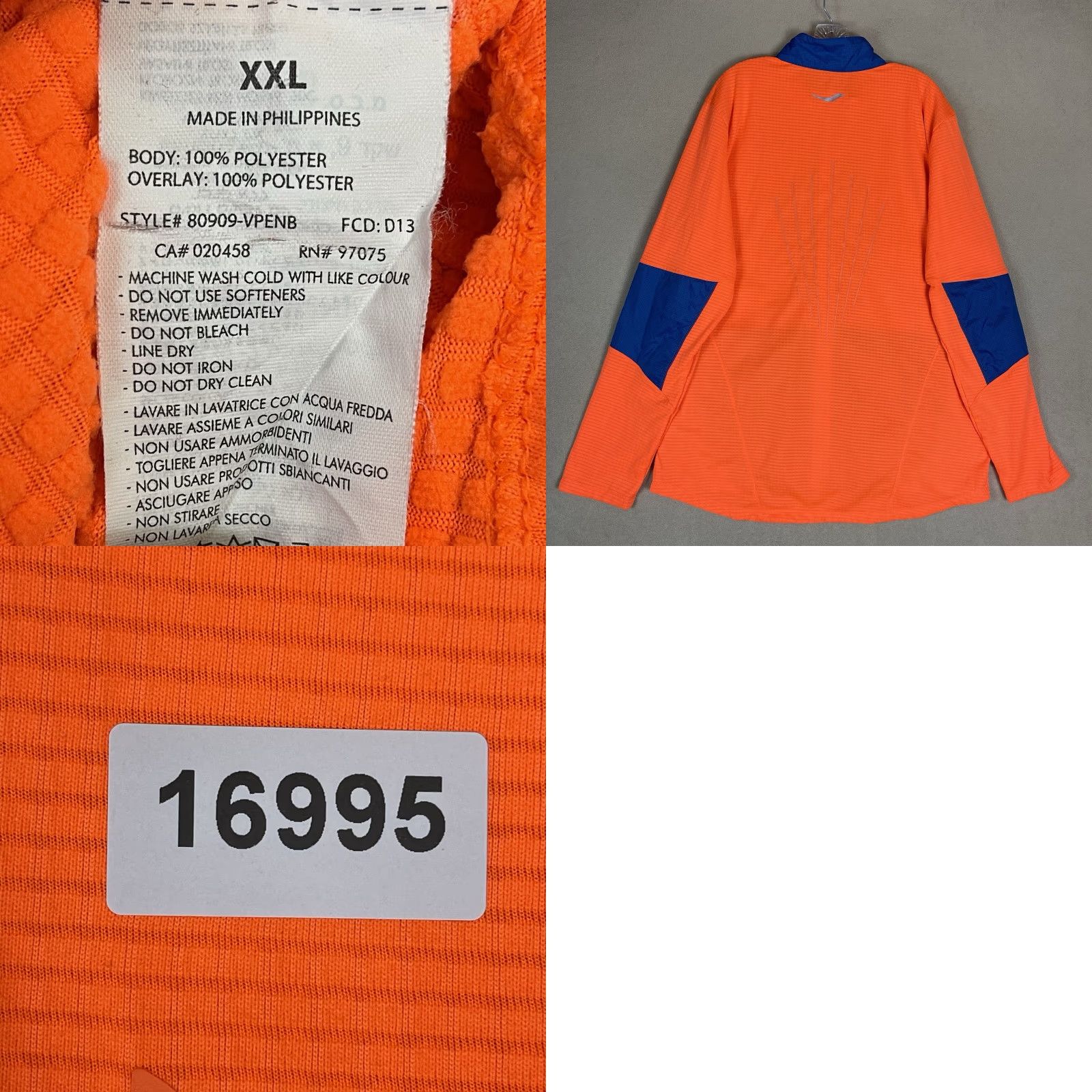 Saucony Saucony Jacket Mens XXL Orange Full Zip Lightweight Running Athletic Long Sleeve Size US XXL / EU 58 / 5 - 9 Thumbnail