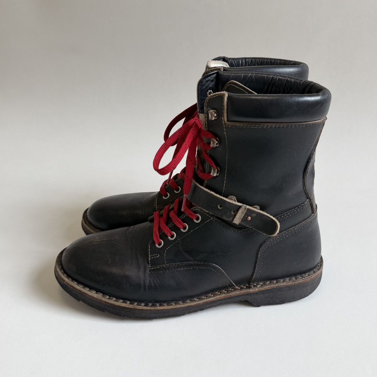 Maison Margiela Distressed Black Leather Combat Boots Size US 11 / EU 44 - 10 Thumbnail