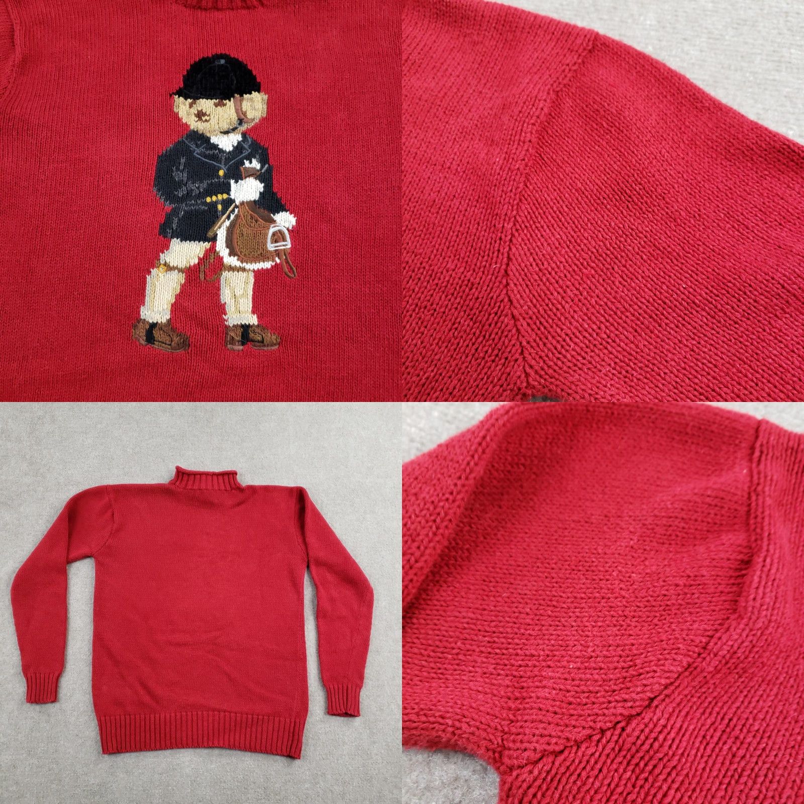 Ralph Lauren VINTAGE Ralph Lauren Polo Sport Sweater Womens Small Red Bear Equestrian Linen Size S / US 4 / IT 40 - 8 Thumbnail