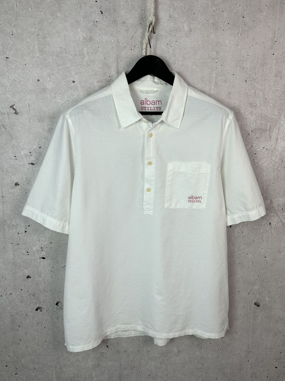 Albam Albam Utility White Cotton Button-up Short Sleeve Polo Size US L / EU 52-54 / 3 - 1 Thumbnail