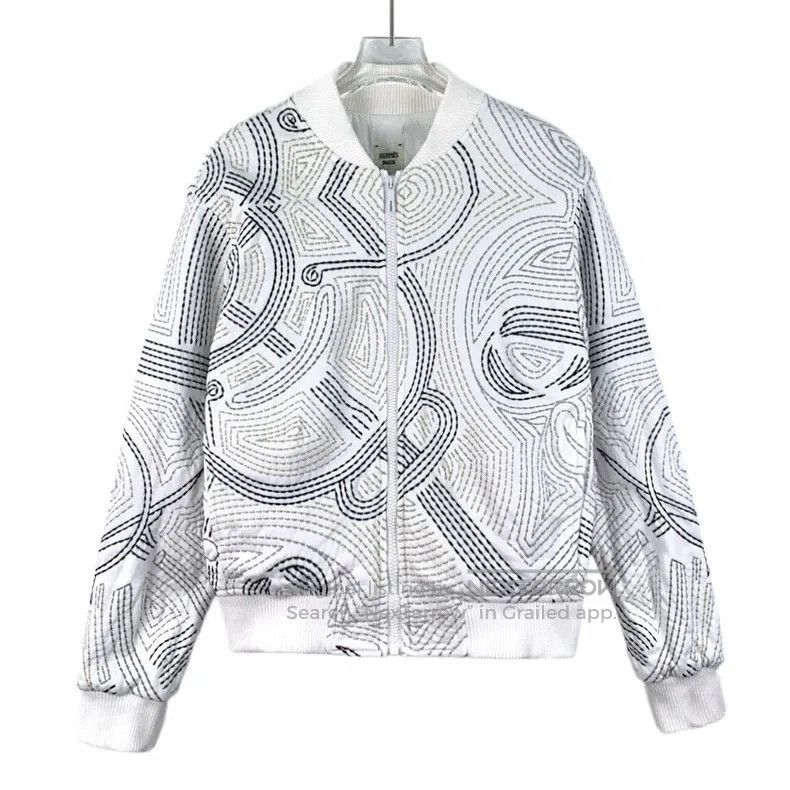 Hermes White Embroidered Cotton Jacket.