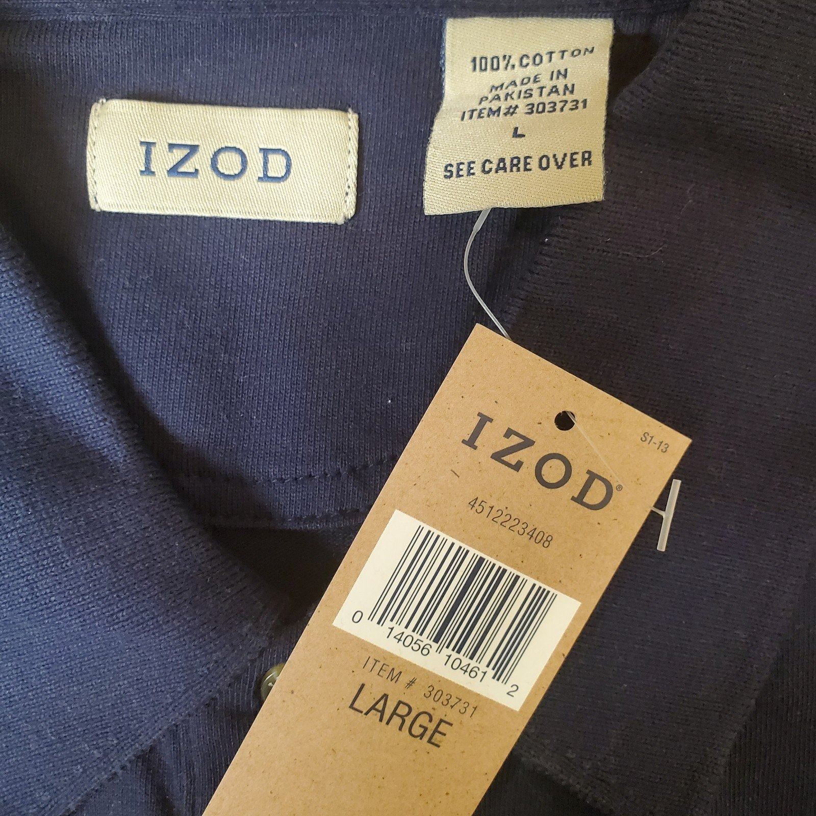 Izod IZOD Mens Vintage 90s Polo Shirt Cotton Navy Blue Sz L NEW Size US L / EU 52-54 / 3 - 2 Thumbnail