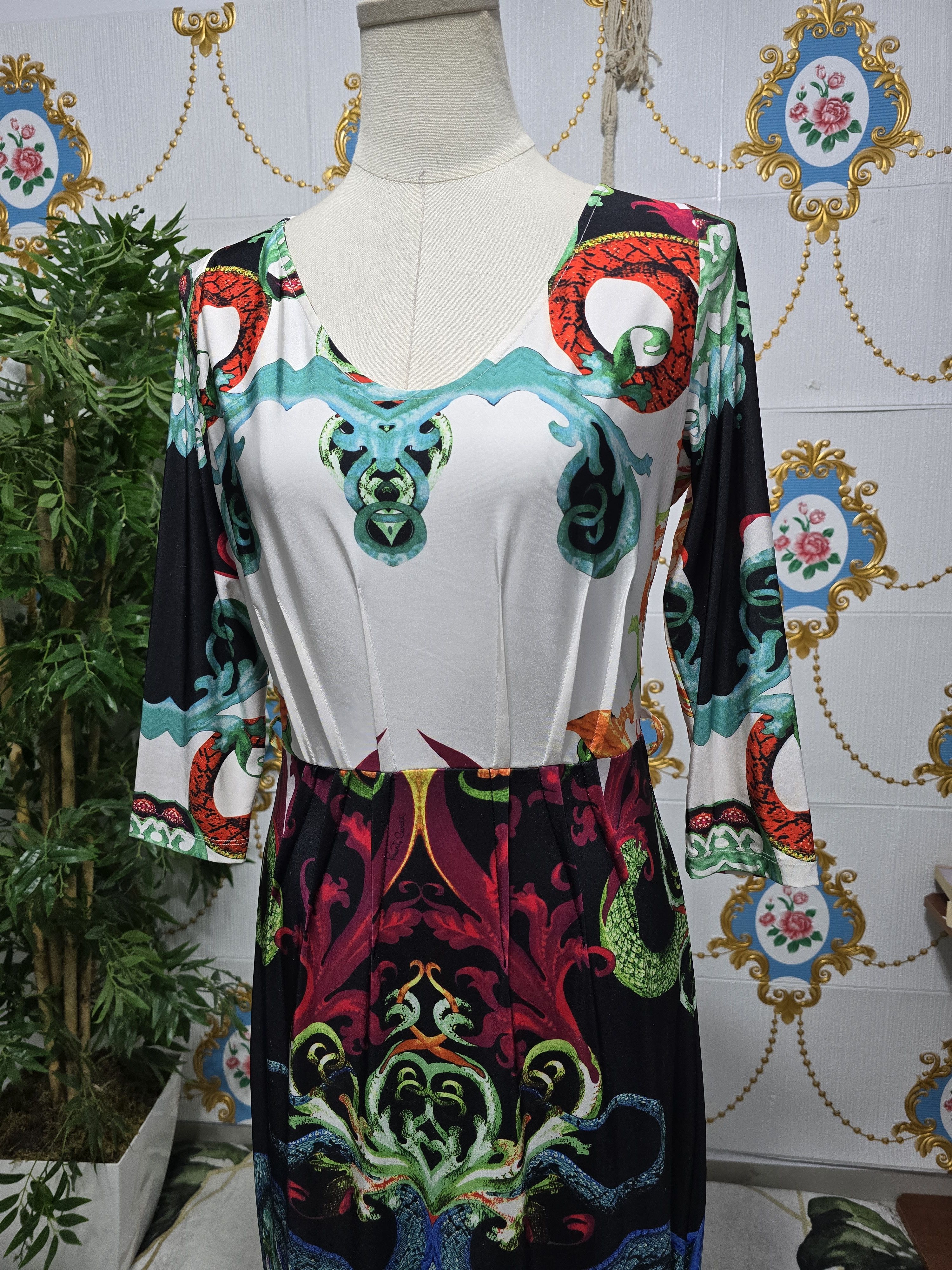 Roberto Cavalli Roberto Cavalli dress intricate print with baroque and snake Size M / US 6-8 / IT 42-44 - 2 Thumbnail