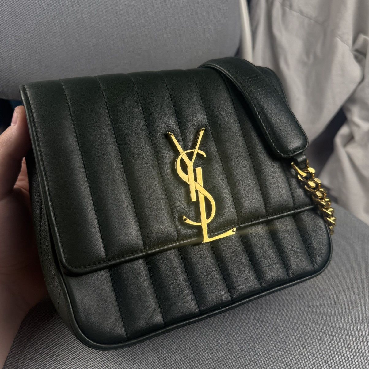 Saint Laurent Paris SAINT LAURENT 2018 Lambskin Vicky Chain Green Crossbody Bag Size ONE SIZE - 14 Thumbnail