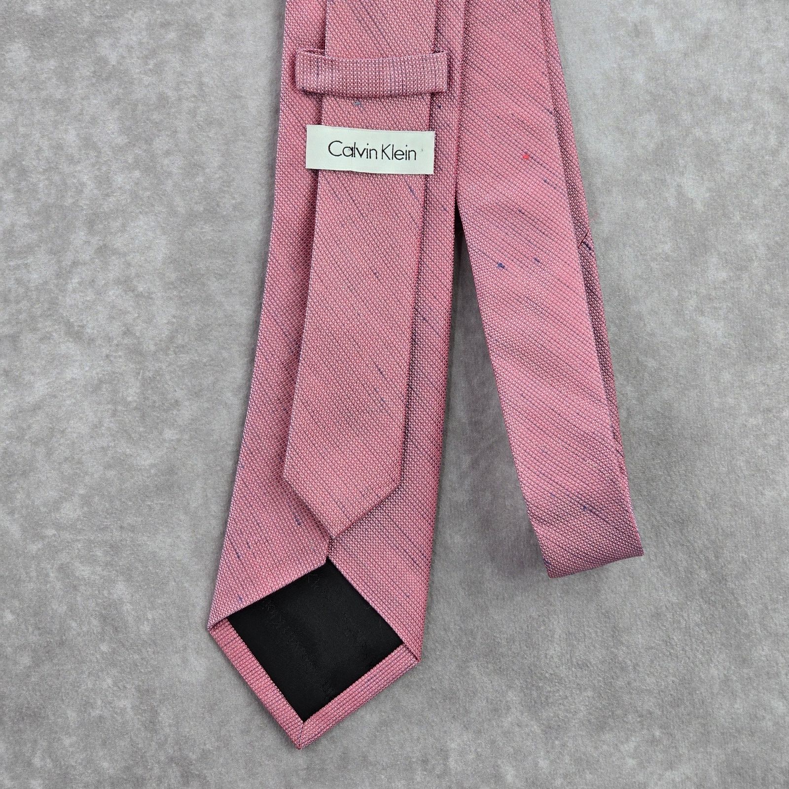 Calvin Klein Calvin Klein Pink Blue Stripe Repp Silk Linen Men's Neck Tie Size 30 - 3 Thumbnail