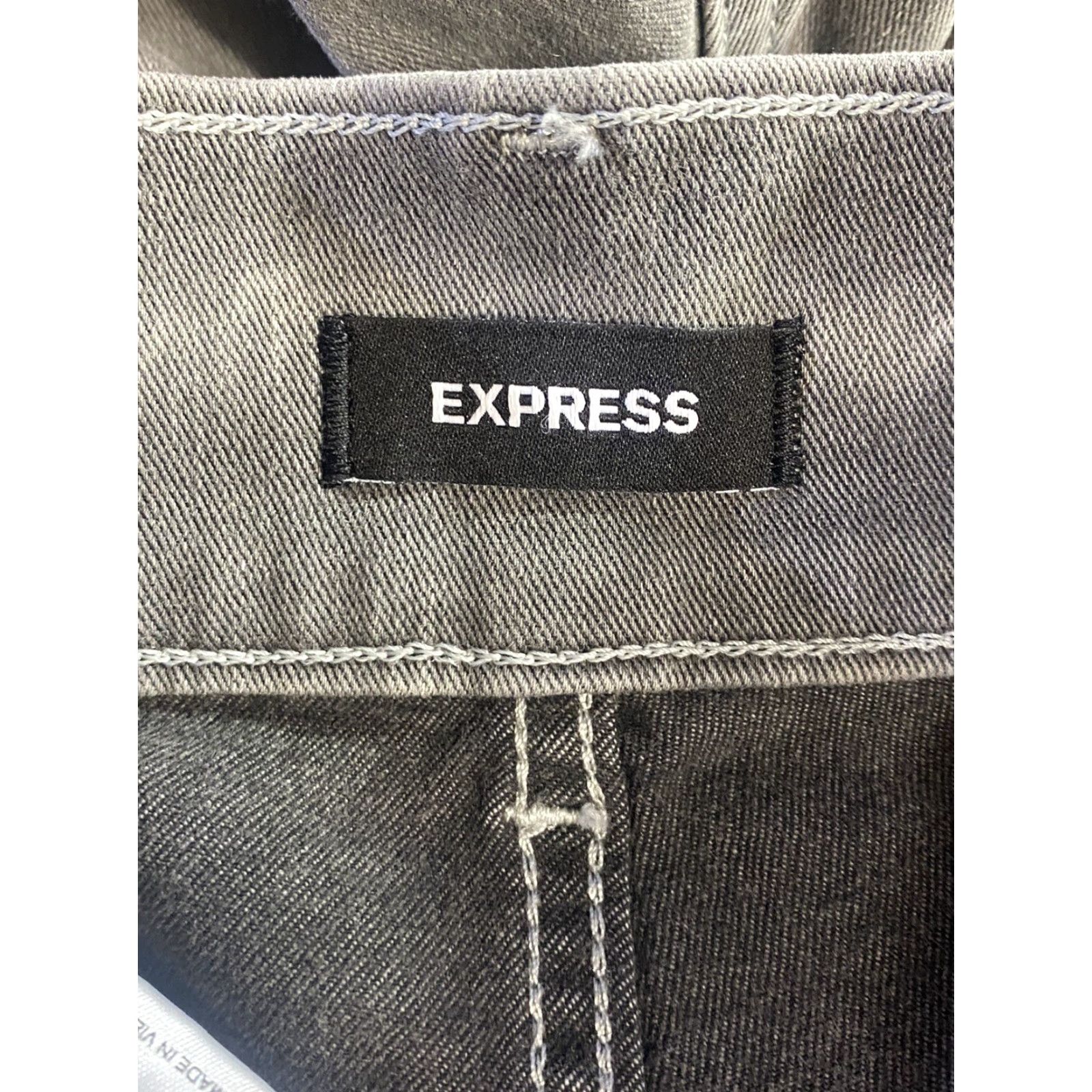 Express Express Jeans Slim Super High Rise Cropped Gray Stretch Raw Hem 00R Womens Jeans Size 40" / US 18 - 6 Thumbnail