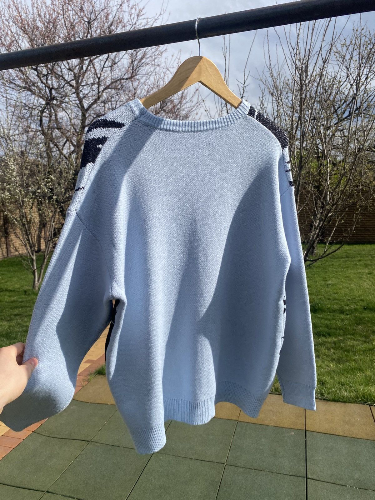 Japanese Brand Blue anime graphic sweater, oversized knit pullover Size L / US 10 / IT 46 - 10 Thumbnail