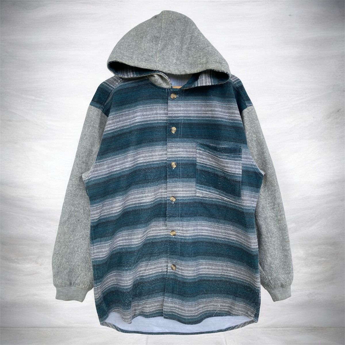 Japanese Brand AL Sports Hooded Flannel Sweat Sleeve Shirt Size US M / EU 48-50 / 2 - 1 Thumbnail