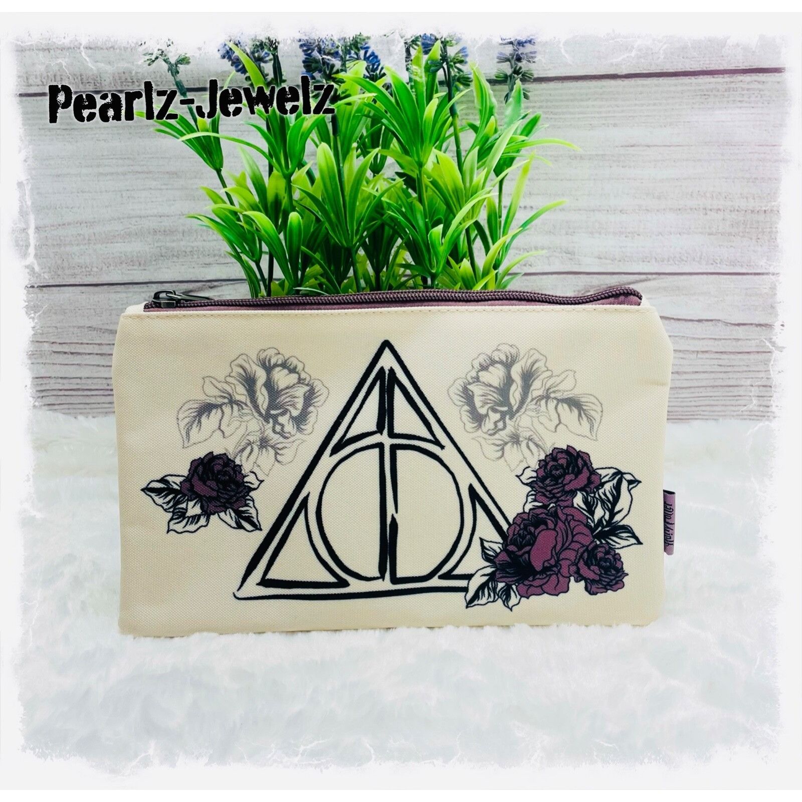 Disney Loungefly Harry Potter Deathly Hallows Floral Triangle Makeu Size ONE SIZE - 1 Thumbnail