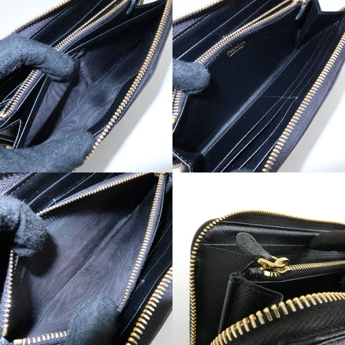 Prada Prada Saffiano Zip Around Wallet Black Size ONE SIZE - 7 Thumbnail