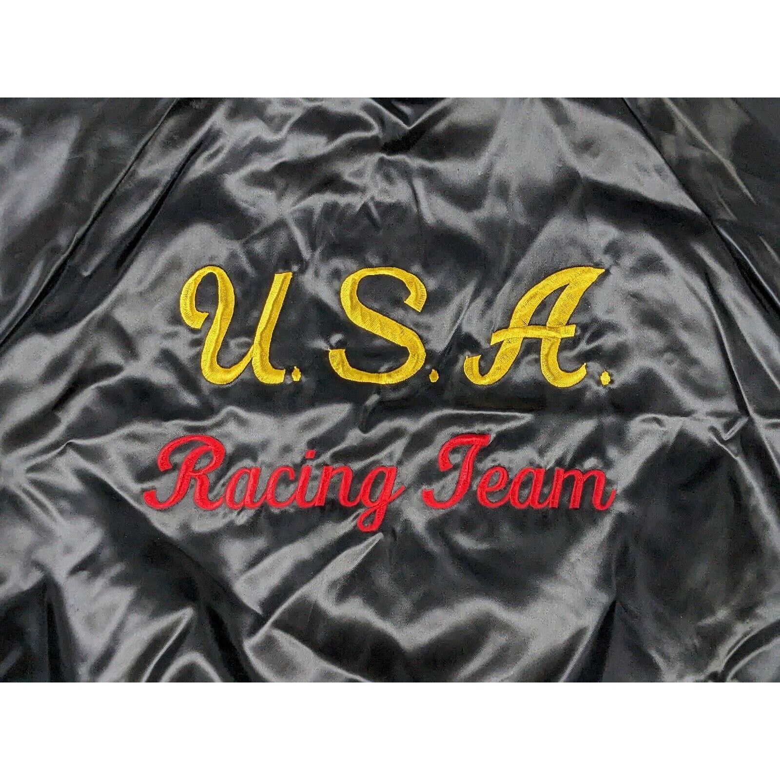 Other Vtg USA Racing Team Satin Bomber Snap Button Jacket Auburn Size US L / EU 52-54 / 3 - 12 Thumbnail