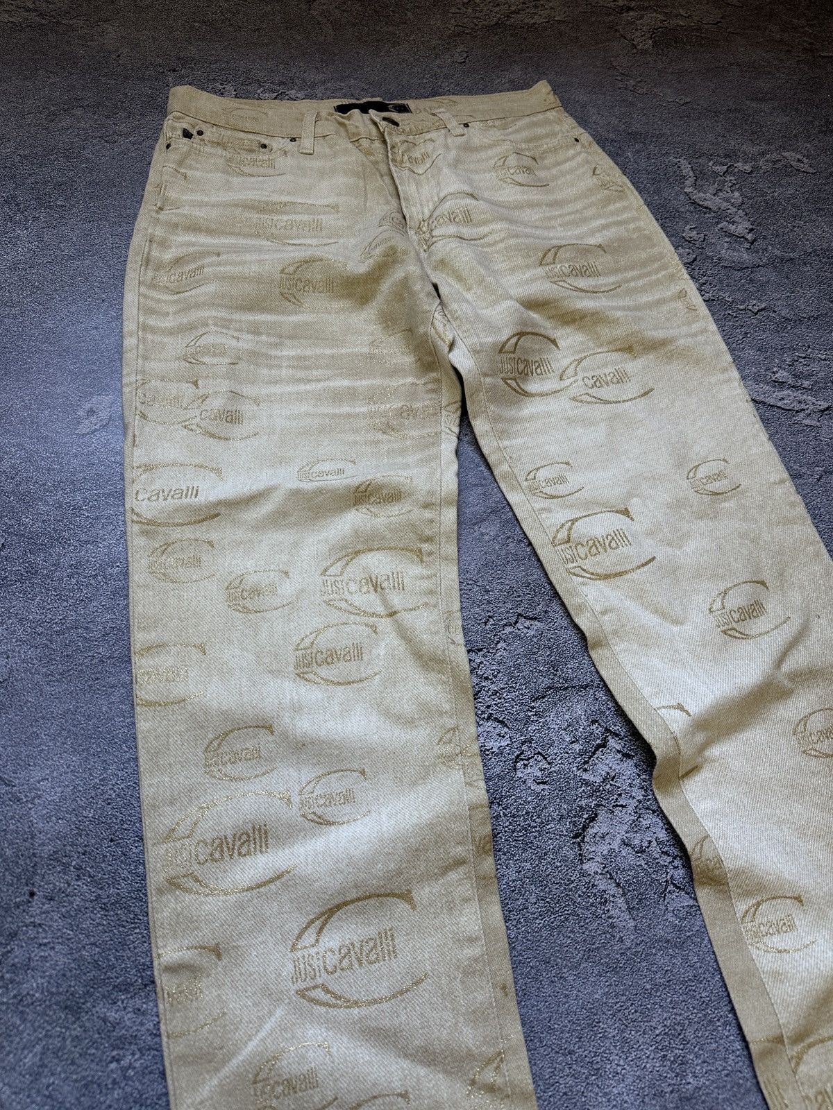 Just Cavalli Vintage Just Cavalli Monogram Mens Gold Jeans Pants Size 28 Size US 28 / EU 44 - 6 Thumbnail