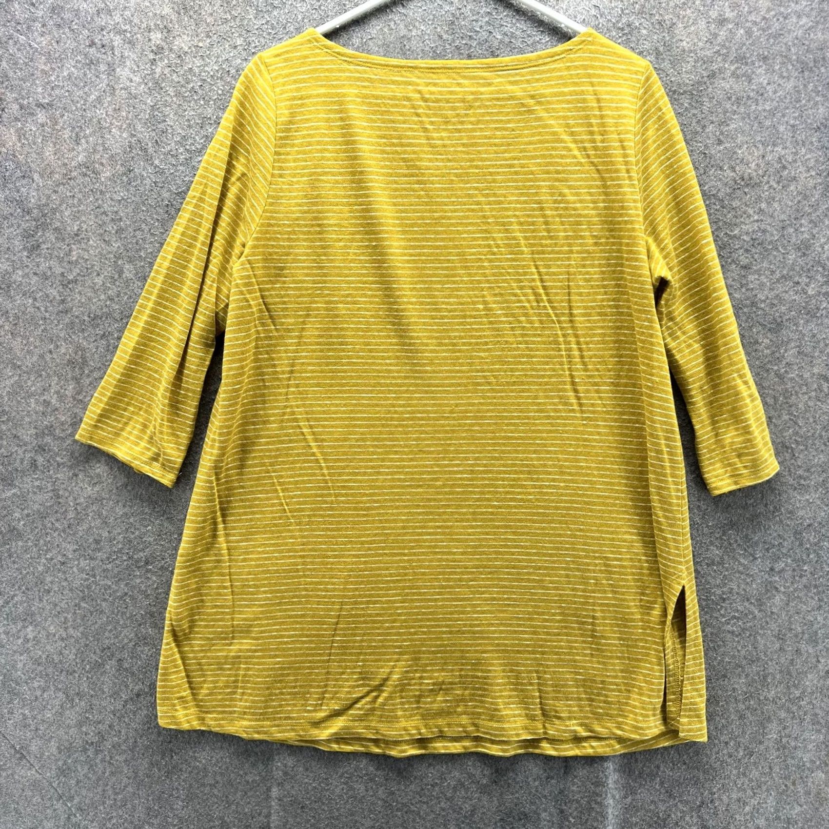 Eileen Fisher Eileen Fisher Shirt Womens PM Yellow Striped Boat Neck 3/4 Sleeve Tunic Jersey Size M / US 6-8 / IT 42-44 - 2 Thumbnail