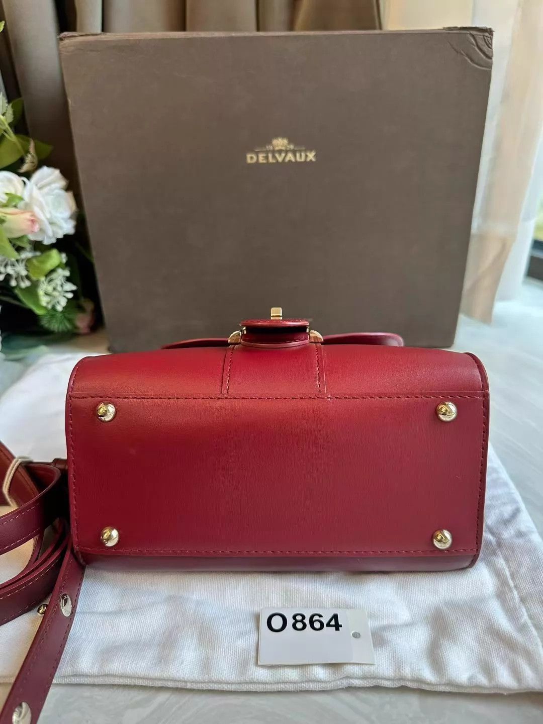 Delta delvaux brillant mini colorblock wine red box leather bag Size ONE SIZE - 6 Thumbnail