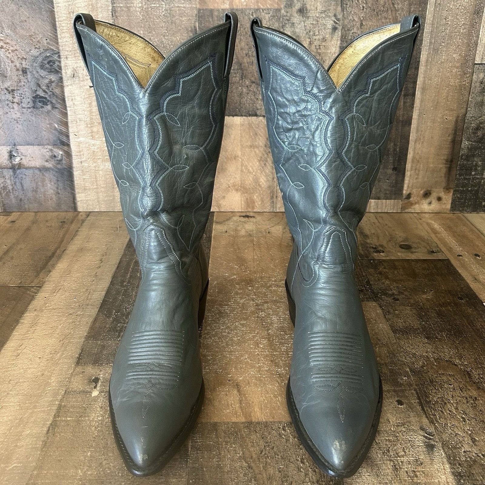 Tony Lama Tony Lama Vintage Gray Western Cowboy Boots Mens 9.5 EE Size US 9.5 / EU 42-43 - 3 Thumbnail