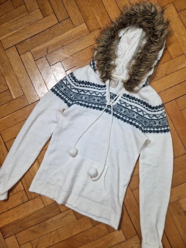 Vintage Vintage faux fur hood sweater y2k 2000s mcbling Size S / US 4 / IT 40 - 2 Thumbnail