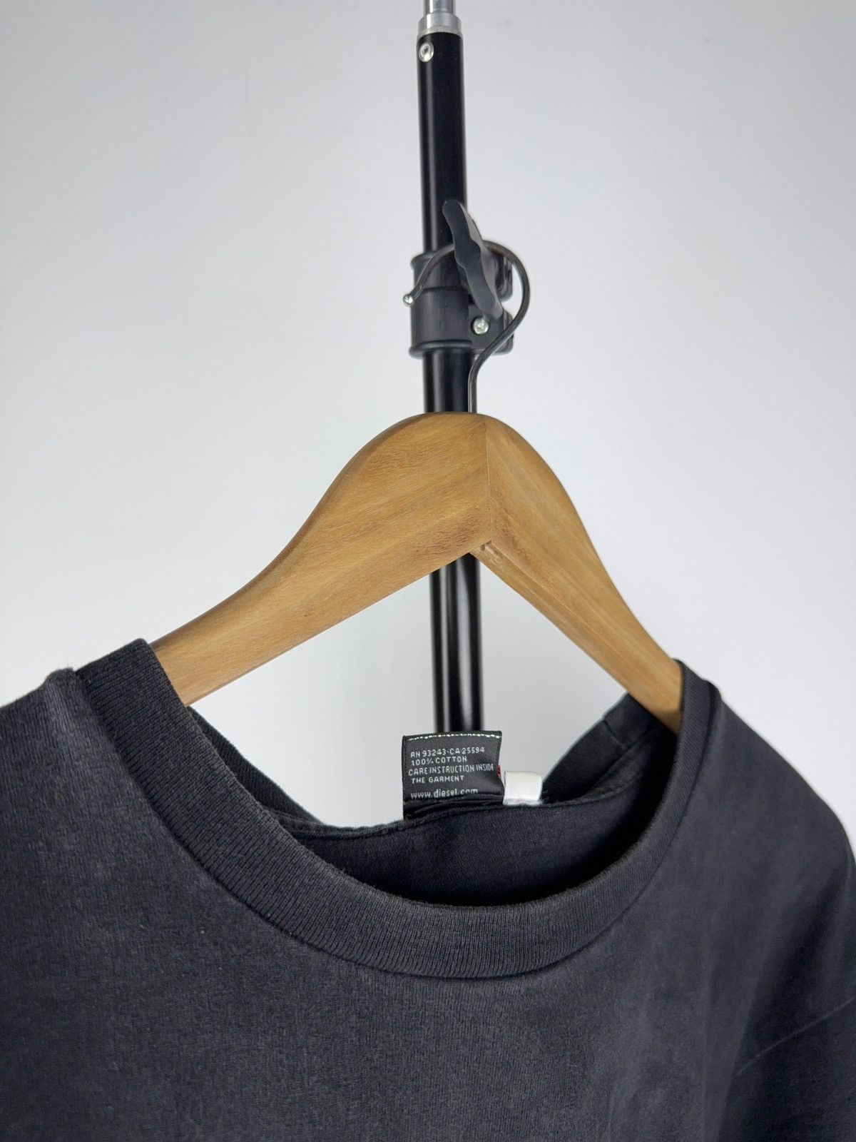90s Diesel Denim Division Logo Tee Faded Black Y2K Style XL