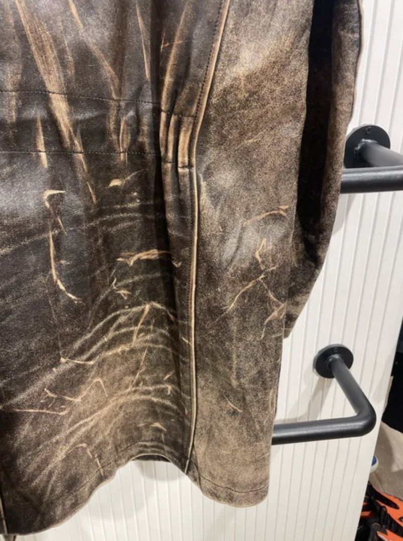 Yohji Yamamoto Yohji Yamamoto Pour Homme Distressed Leather Coat (Rare) Size US M / EU 48-50 / 2 - 7 Thumbnail