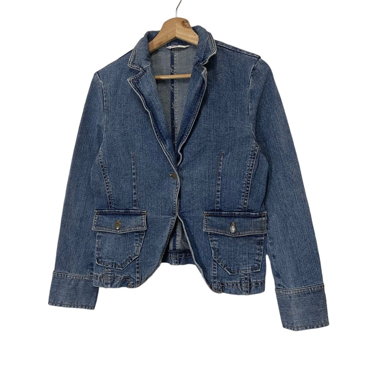 Designer × MCM Vintage 90s Moderne Creation Munchen Denim Blazer Size S / US 4 / IT 40 - 3 Thumbnail