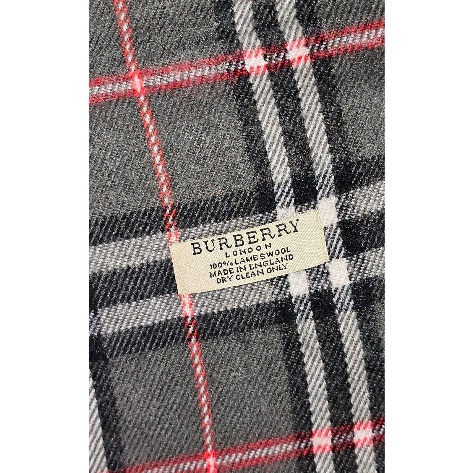 Burberry BURBERRY London 100% Lambswool Gray Scarf Nova Check (3) Size ONE SIZE - 4 Thumbnail