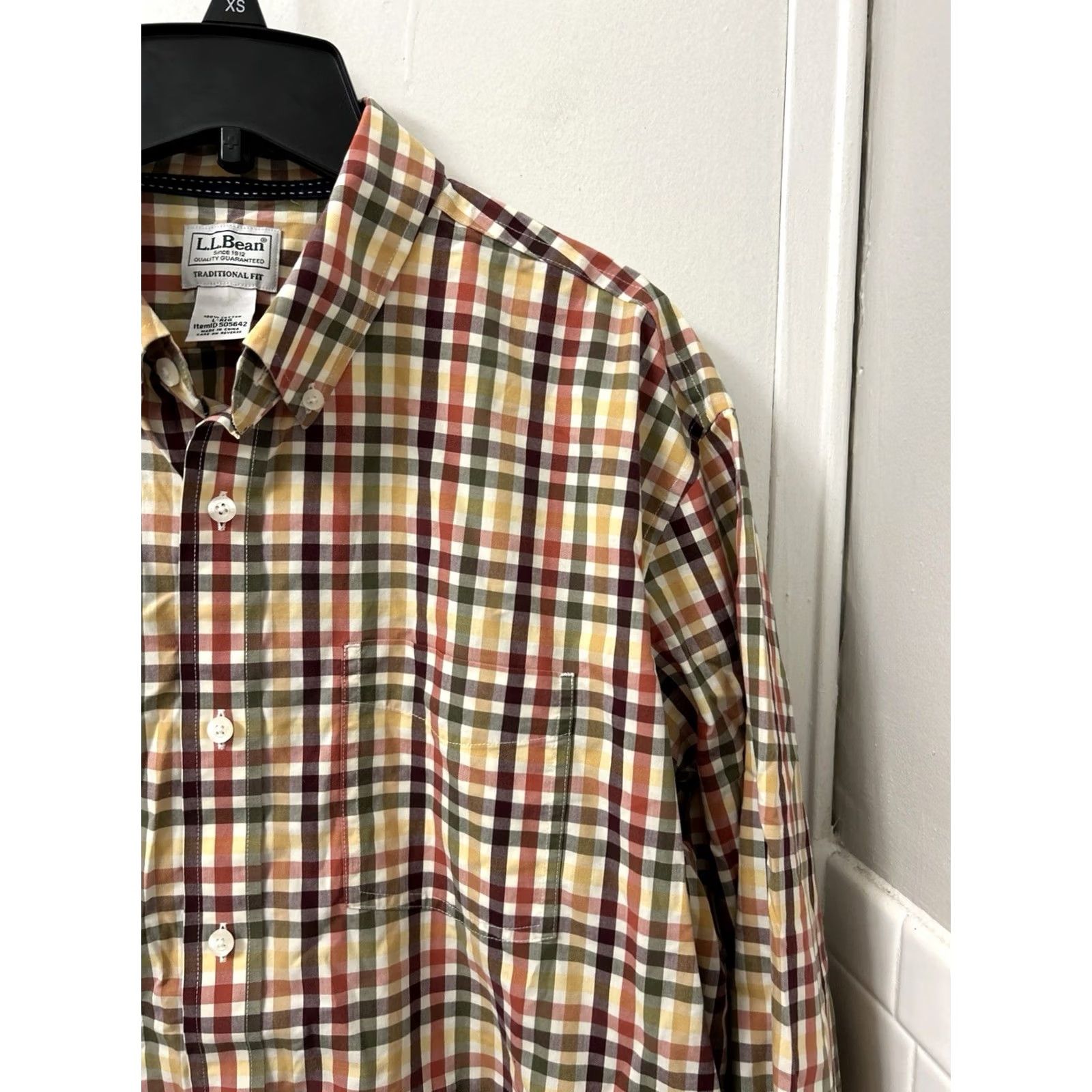 Vintage LL Bean Shirt Mens Large Red Orange Plaid Oxford Button Down Long Sleeve 505642 Size US L / EU 52-54 / 3 - 4 Thumbnail