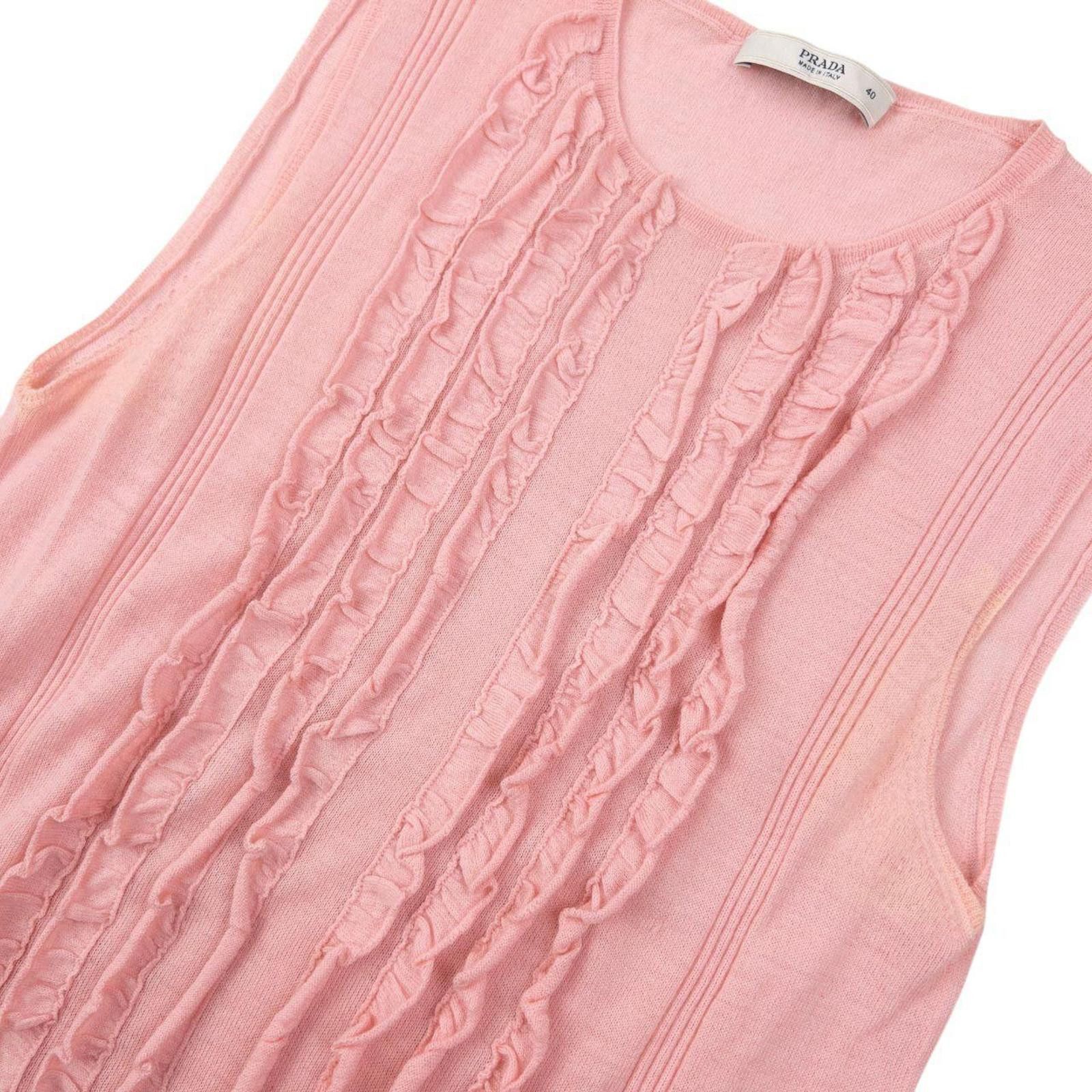Prada Vintage 2000s Prada Lightweight Ruffle Knit Top Womens M Size M / US 6-8 / IT 42-44 - 3 Thumbnail