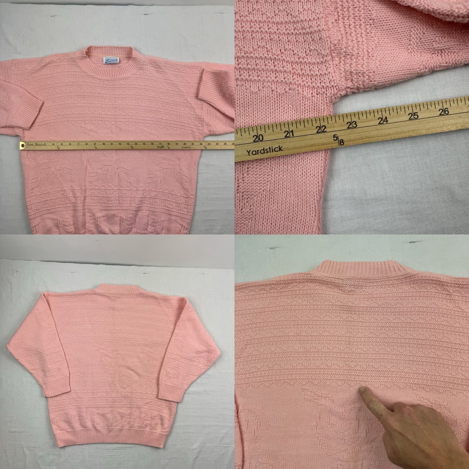 Pinko VINTAGE Lauren Sweater Women’s Medium Pink Knit Floral 1980s Classic USA Size M / US 6-8 / IT 42-44 - 8 Thumbnail