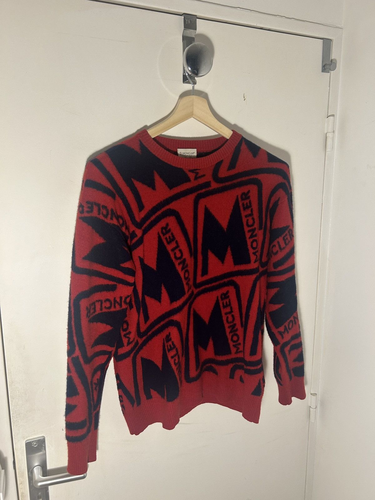 Moncler Moncler Sweater Girocollo tricot red and navy Size US S / EU 44-46 / 1 - 1 Thumbnail