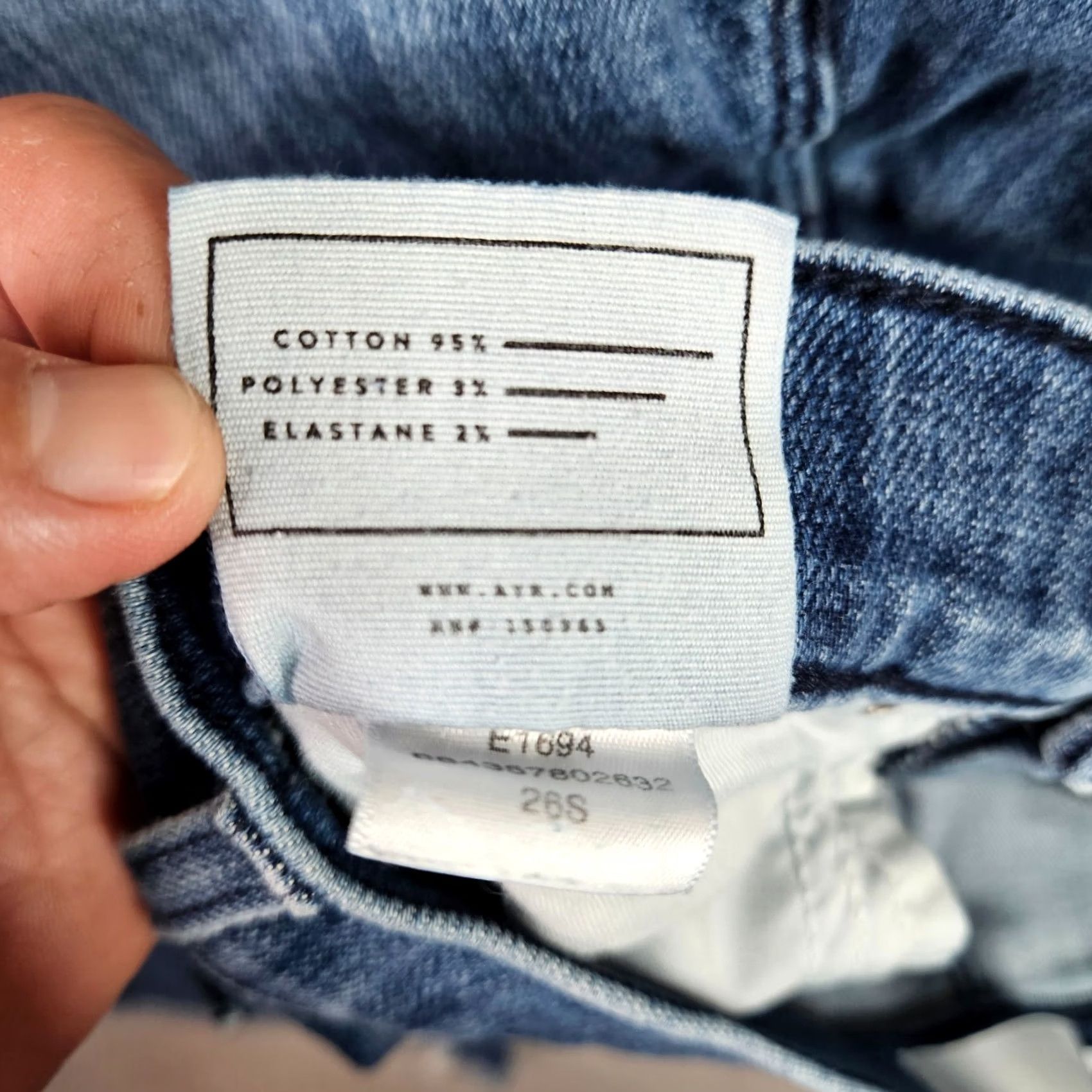 AYR AYR Women Jeans W26S The BOMB Pop Straight Leg Raw Hem Premium Denim Blue Casual 5-Pocket Regular Rise Belted Machine Washable Mens Womens Girls Boys? Size 26" / US 2 / IT 38 - 5 Thumbnail