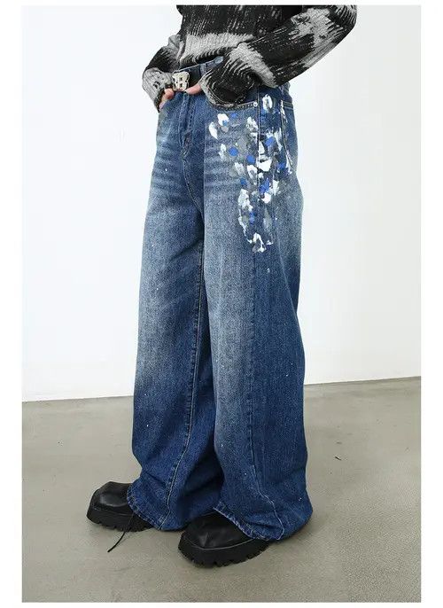 VIBE Men's American high street ink-splashed jeans Size US 32 / EU 48 - 6 Thumbnail