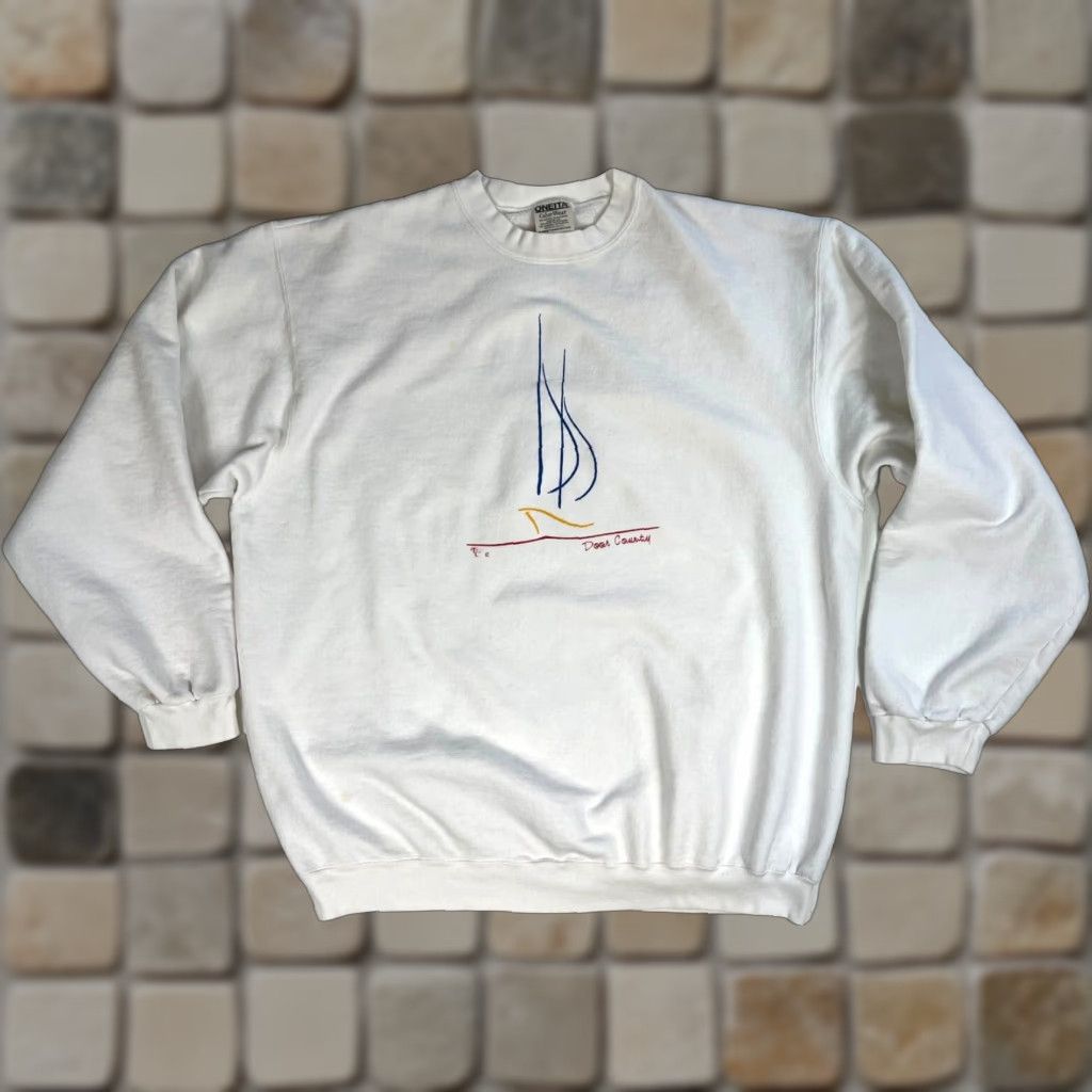 Vintage VINTAGE Oneita Wisconsin Door County Crewneck Sweatshirt XL White 90s Graphic Print Unisex Adults Pullover Crew Neck Sweatshirt Mens Womens Size US XL / EU 56 / 4 - 1 Thumbnail