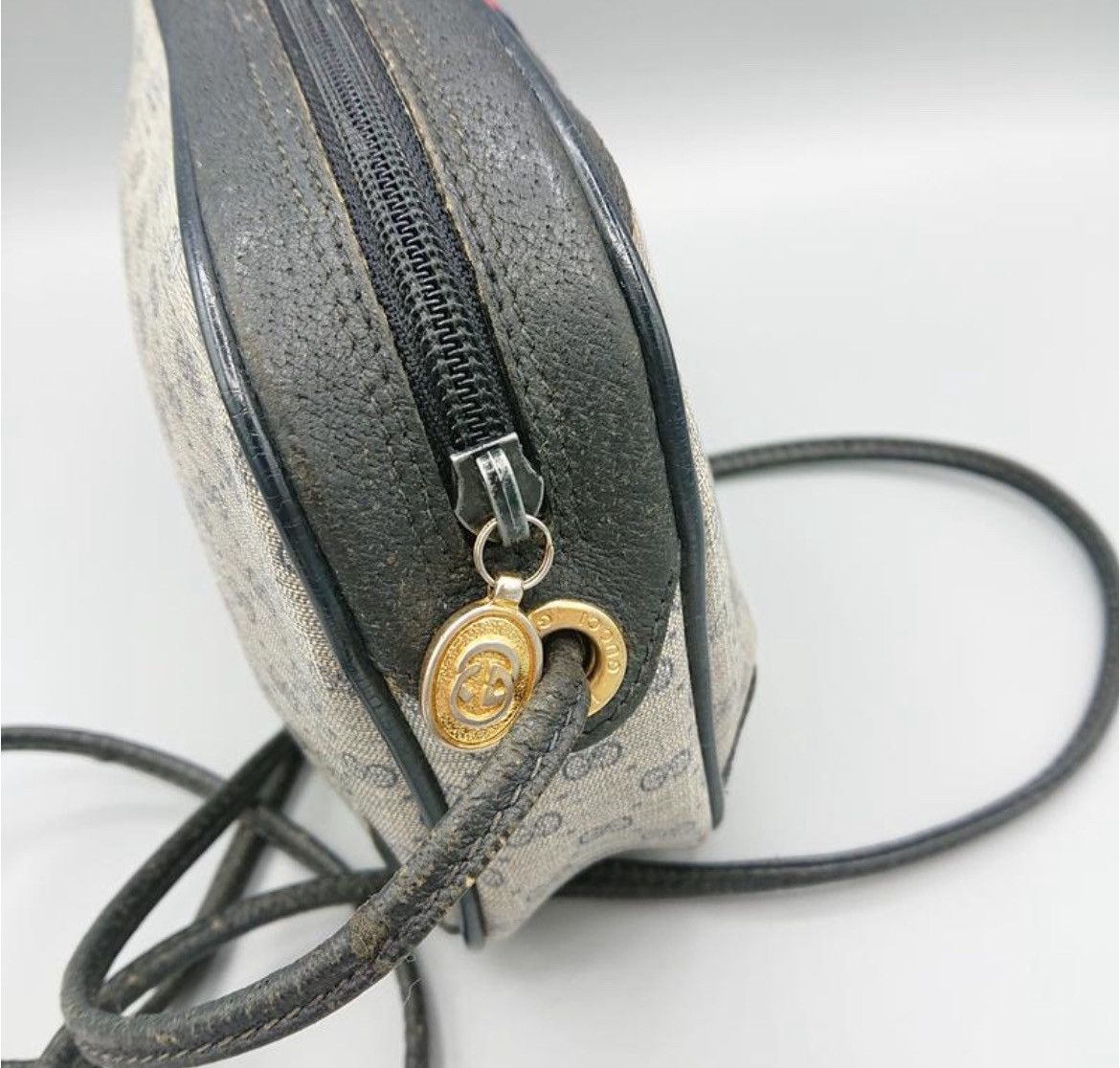 Gucci × Vintage 1990's Old Vintage Gucci Small Crossbody Bag Blue Canvas Size ONE SIZE - 6 Thumbnail