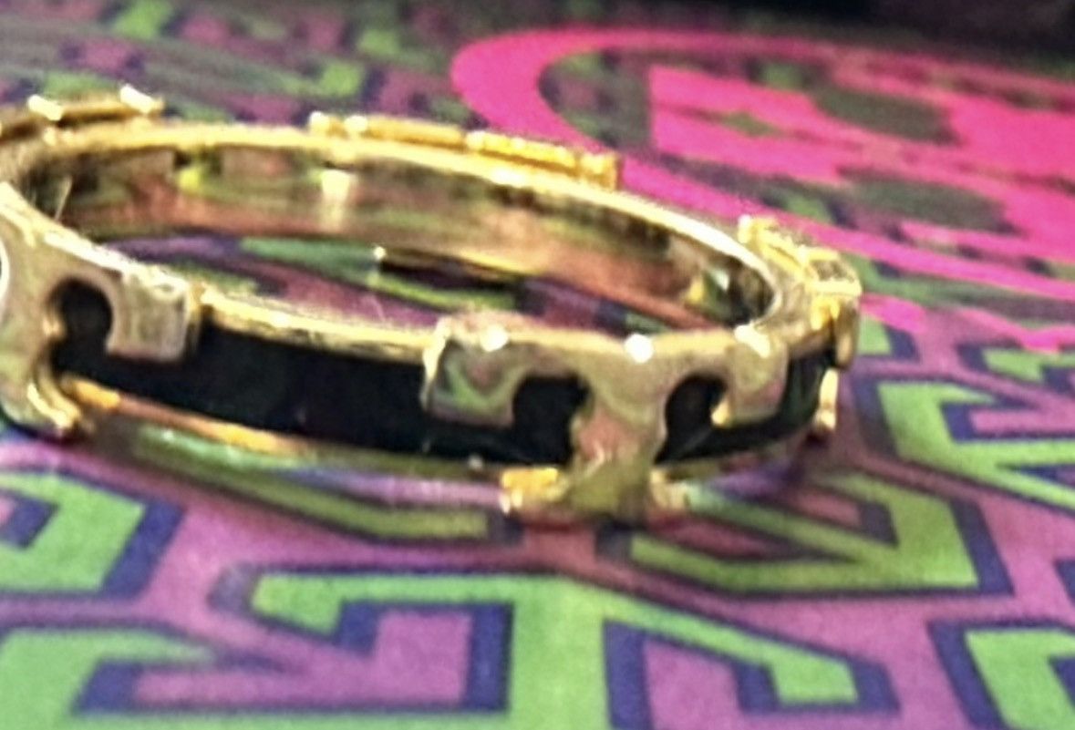 Tory Burch Tory Burch Black Enamel Serif ~ T stackable Ring 7 Size ONE SIZE - 3 Thumbnail