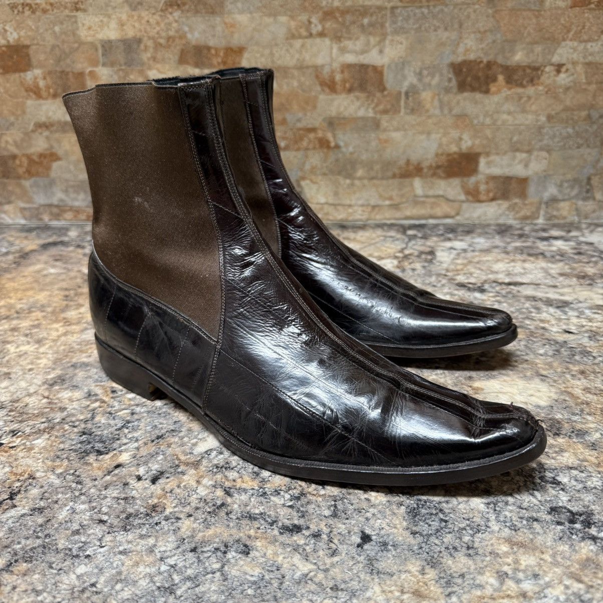 Dolce & Gabbana DOLCE & GABBANA Eel Skin Chelsea Pull On Boots 8069 Sz 8 Size US 8 / EU 41 - 1 Thumbnail